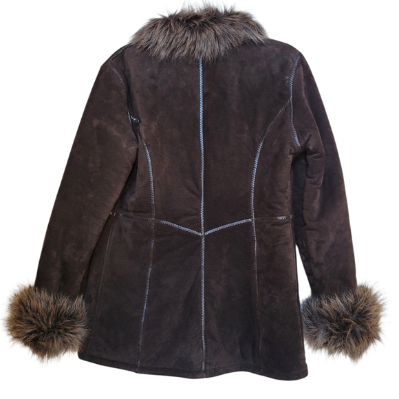EUC Marvin Richards Genuine Suede Brown Penny Jacket with Faux Fur Trim Size S - Picture 12 of 12